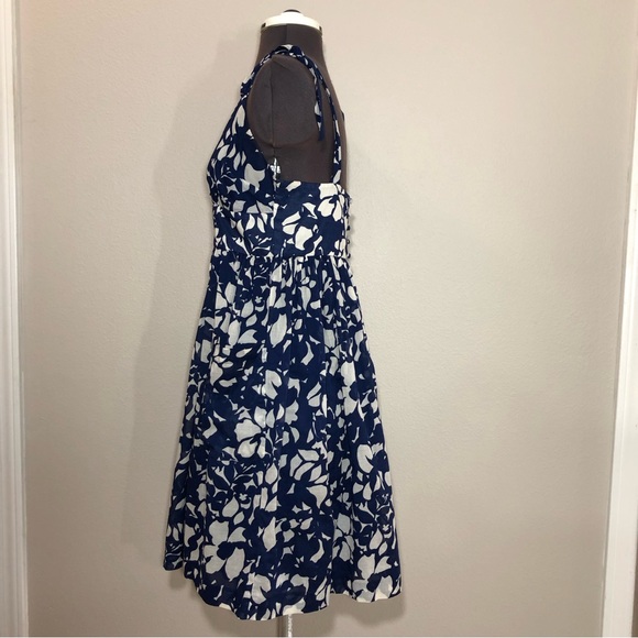 American Eagle Cotton Blue Ivory Flowy Skirt Pockets Floral Straps Lined Dress 6 - Picture 7 of 13